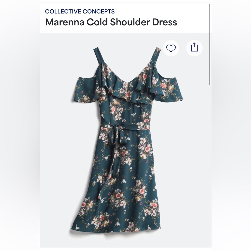 Collective Concepts Teal Green Floral dress, size small